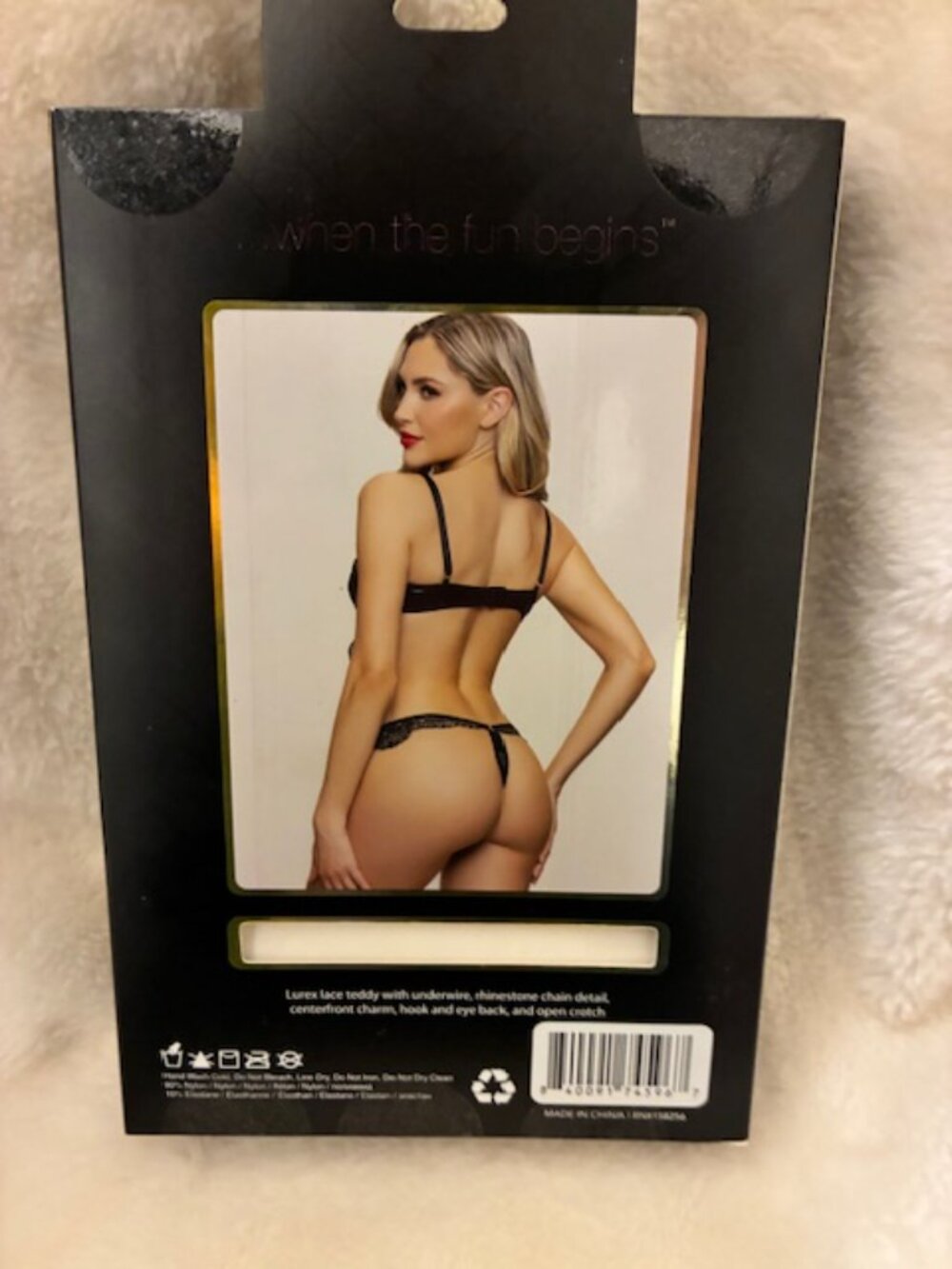 Lurex Lace Teddy With Underwire - One Size - Black Seven til Midnight - Picture 2 of 4